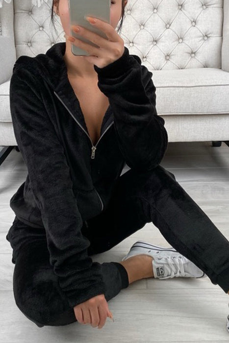 Cozy Fleece Hoodie and Pants Sportswear