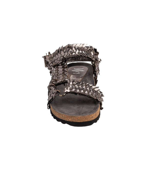 Metallic Woven Leather Sandal