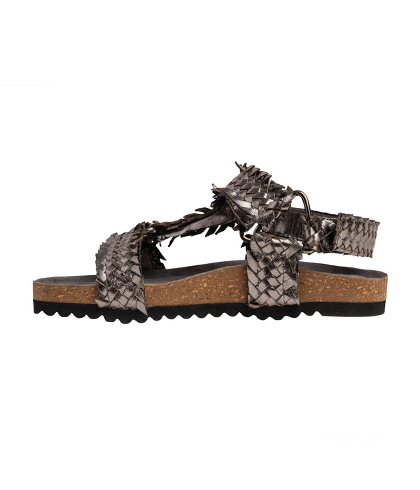Metallic Woven Leather Sandal