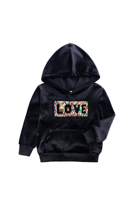 Kid's LOVE Hooded Velvet Pyjama Set