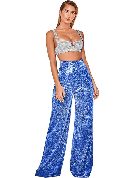 Hot Silver Wide-Leg Pants – High Waist & Effortlessly Chic