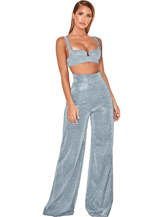 Hot Silver Wide-Leg Pants – High Waist & Effortlessly Chic
