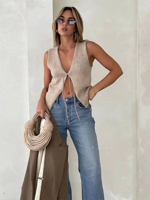 NEW stylish boho rope woolen vest