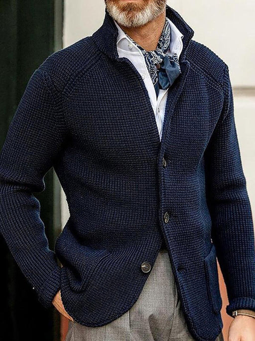 Men’s Stand Collar Cardigan – Classic Knitted Sweater with a Modern Edge
