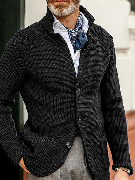 Men’s Stand Collar Cardigan – Classic Knitted Sweater with a Modern Edge