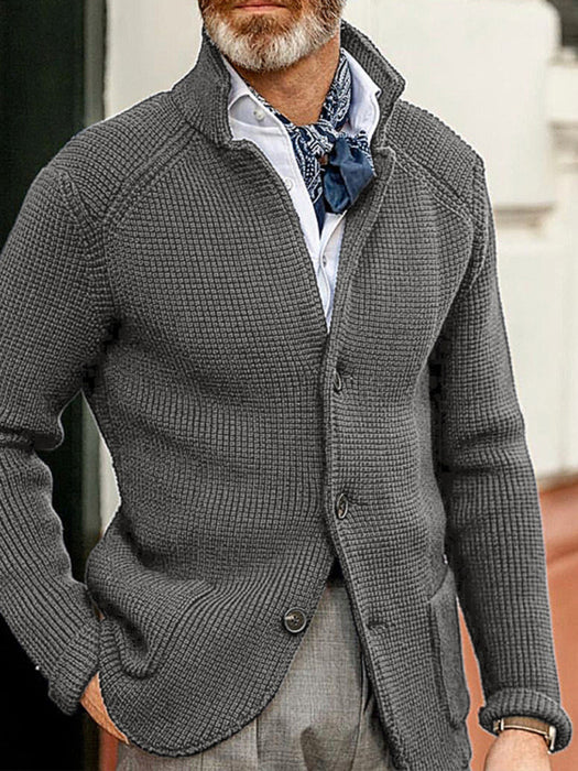 Men’s Stand Collar Cardigan – Classic Knitted Sweater with a Modern Edge