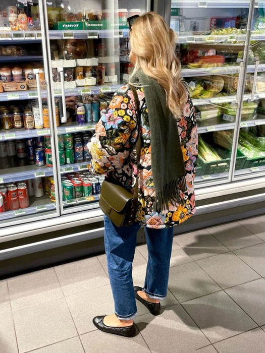 Trendy Winter Print Quilted Loose Coat