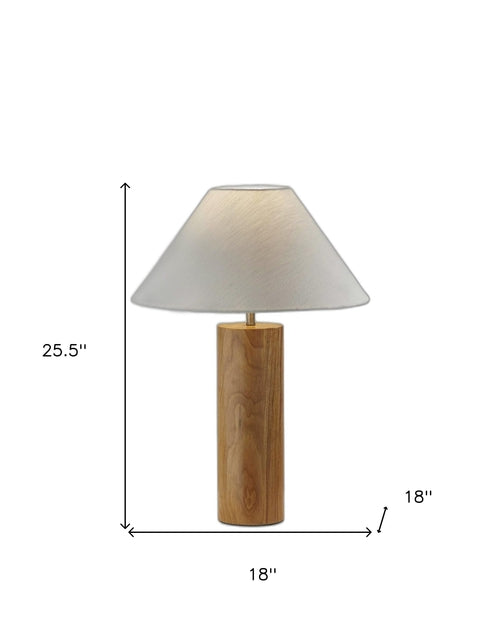 Solid Canopy Natural Wood Table Lamp