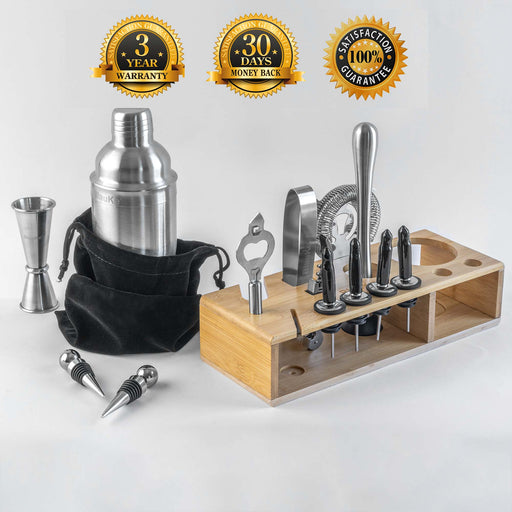 Stainless Steel Cocktail Shaker Set with Stand
