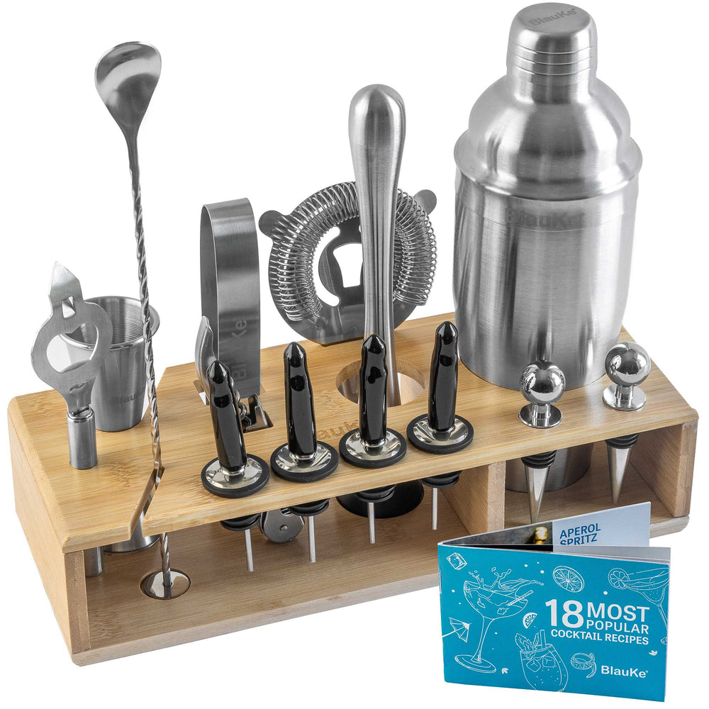 Stainless Steel Cocktail Shaker Set with Stand