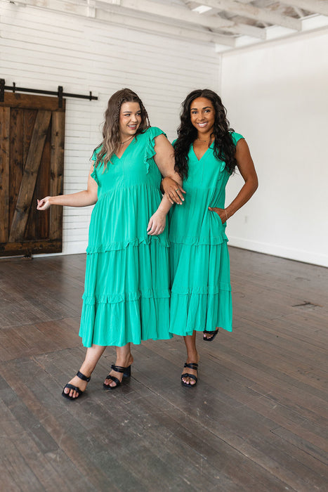 Emerald Tiered Midi Dress