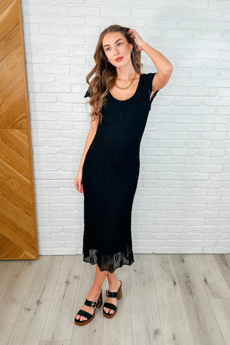 Lace Scoop Neck Dress in Black