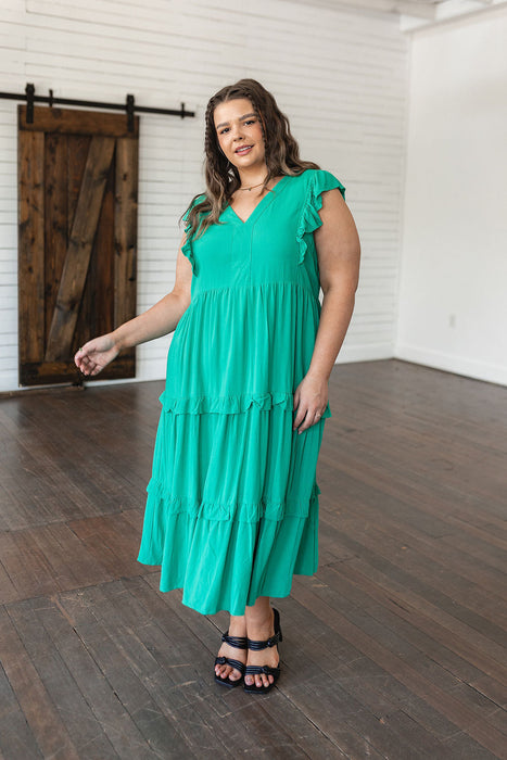 Emerald Tiered Midi Dress