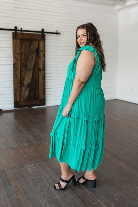 Emerald Tiered Midi Dress