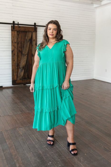 Emerald Tiered Midi Dress