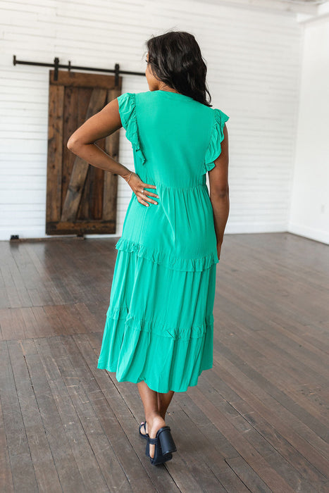 Emerald Tiered Midi Dress