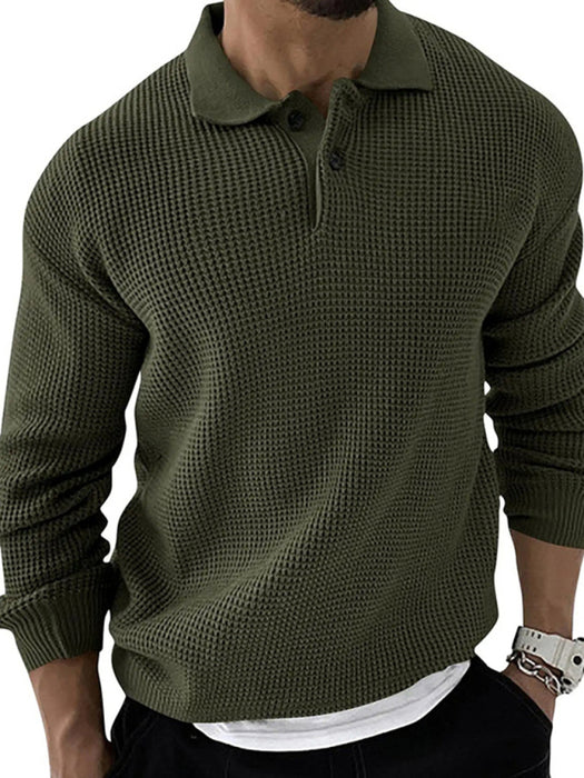 Men’s Lapel Collar Knitted Sweater – Urban Slim Fit, Autumn–Winter Essential