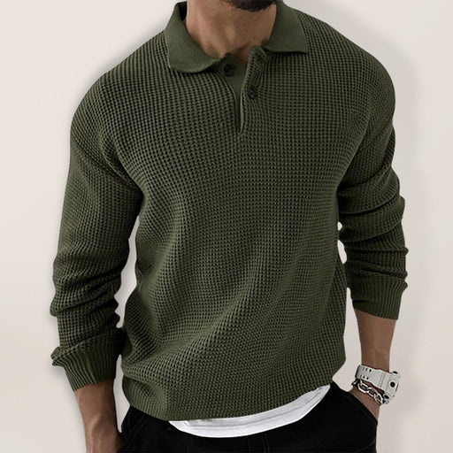 Men’s Lapel Collar Knitted Sweater – Urban Slim Fit, Autumn–Winter Essential