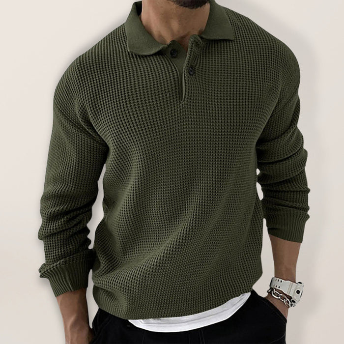 Men’s Lapel Collar Knitted Sweater – Urban Slim Fit, Autumn–Winter Essential