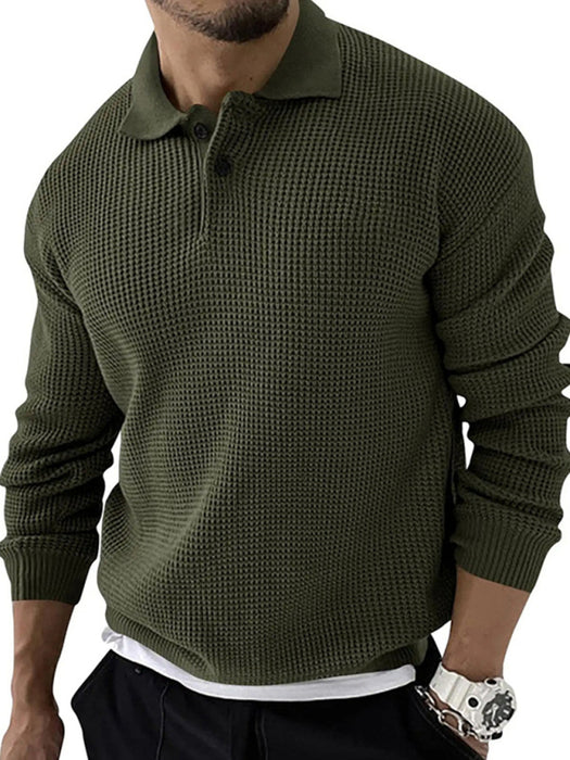 Men’s Lapel Collar Knitted Sweater – Urban Slim Fit, Autumn–Winter Essential