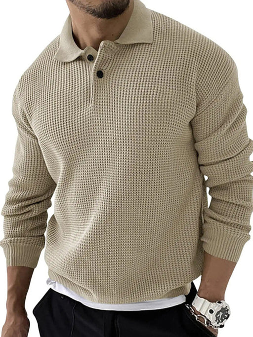 Men’s Lapel Collar Knitted Sweater – Urban Slim Fit, Autumn–Winter Essential