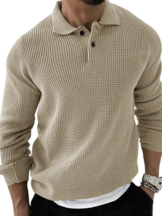 Men’s Lapel Collar Knitted Sweater – Urban Slim Fit, Autumn–Winter Essential