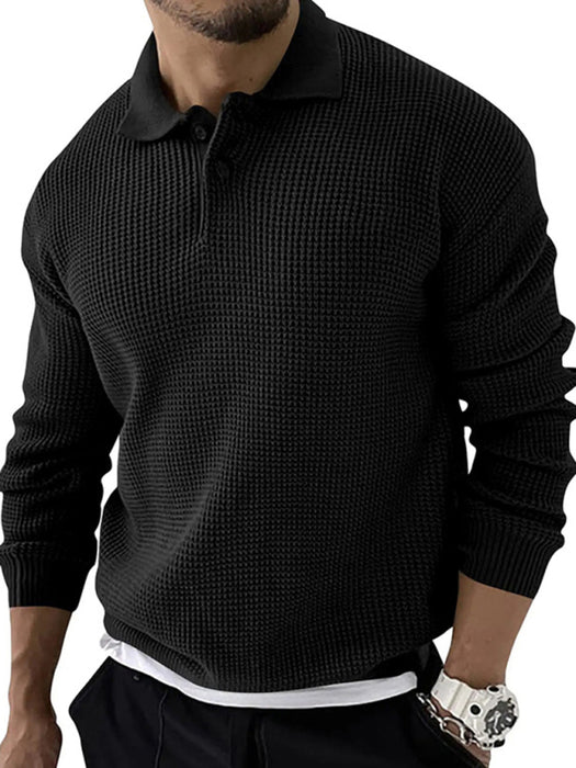 Men’s Lapel Collar Knitted Sweater – Urban Slim Fit, Autumn–Winter Essential
