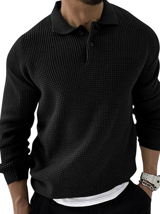 Men’s Lapel Collar Knitted Sweater – Urban Slim Fit, Autumn–Winter Essential