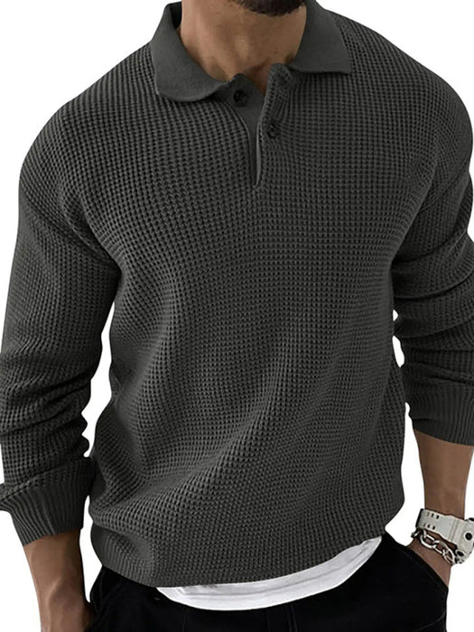 Men’s Lapel Collar Knitted Sweater – Urban Slim Fit, Autumn–Winter Essential