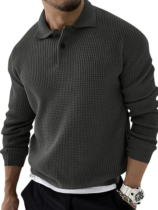 Men’s Lapel Collar Knitted Sweater – Urban Slim Fit, Autumn–Winter Essential