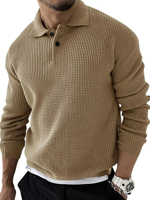Men’s Lapel Collar Knitted Sweater – Urban Slim Fit, Autumn–Winter Essential