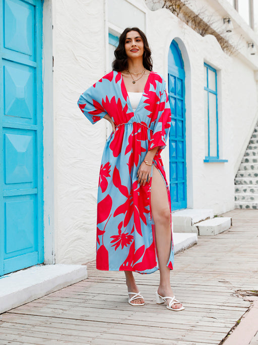Elegant High Waist Floral Print Dress