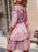 Women's Printed Vintage Loose Pink Dress