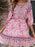 Women's Printed Vintage Loose Pink Dress