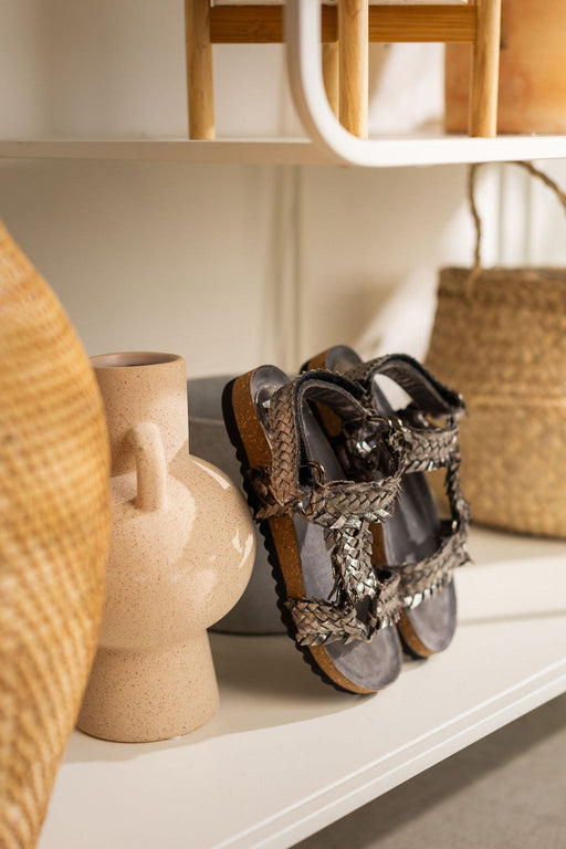 Metallic Woven Leather Sandal