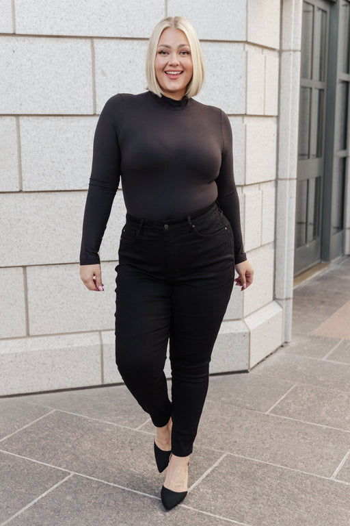 Simple Situation Mock Neck Bodysuit – Sleek, Soft; Stylish