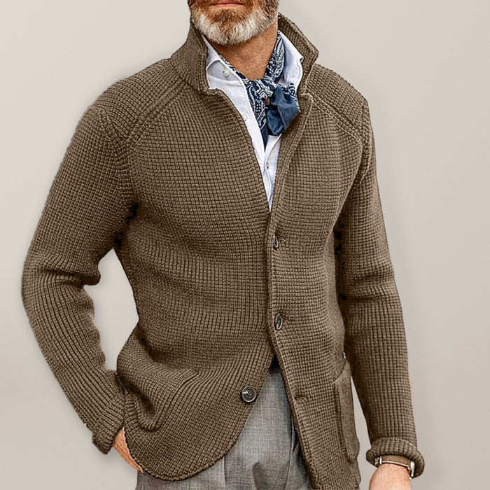 Men’s Stand Collar Cardigan – Classic Knitted Sweater with a Modern Edge