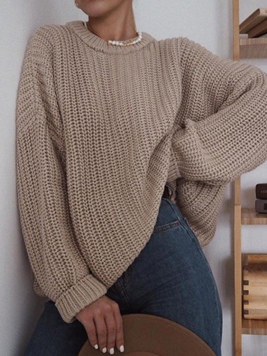 Women’s Loose Fit Pullover Scoop Neck Knit Sweater