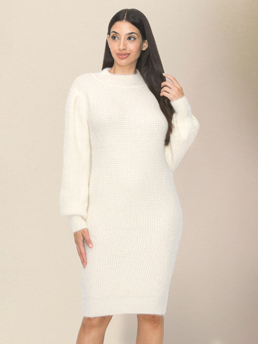 Women's casual slim round neck sweater dress