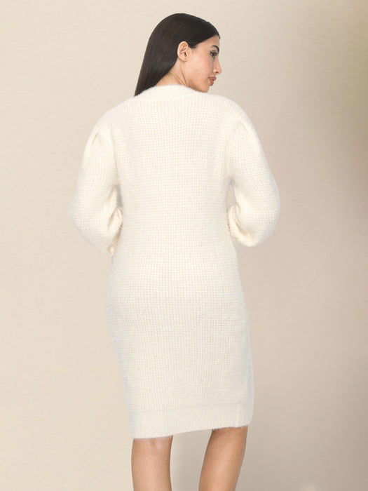 Women's casual slim round neck sweater dress